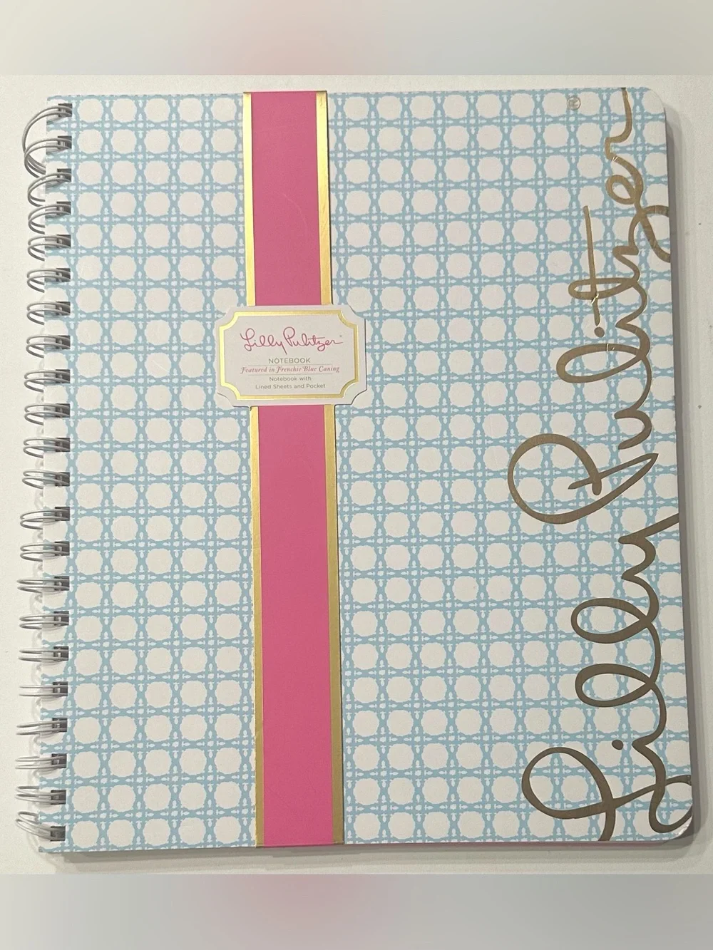 NEW, Lilly Pulitzer Large Hardcover Spiral Blue & Pink Notebook, 9.5